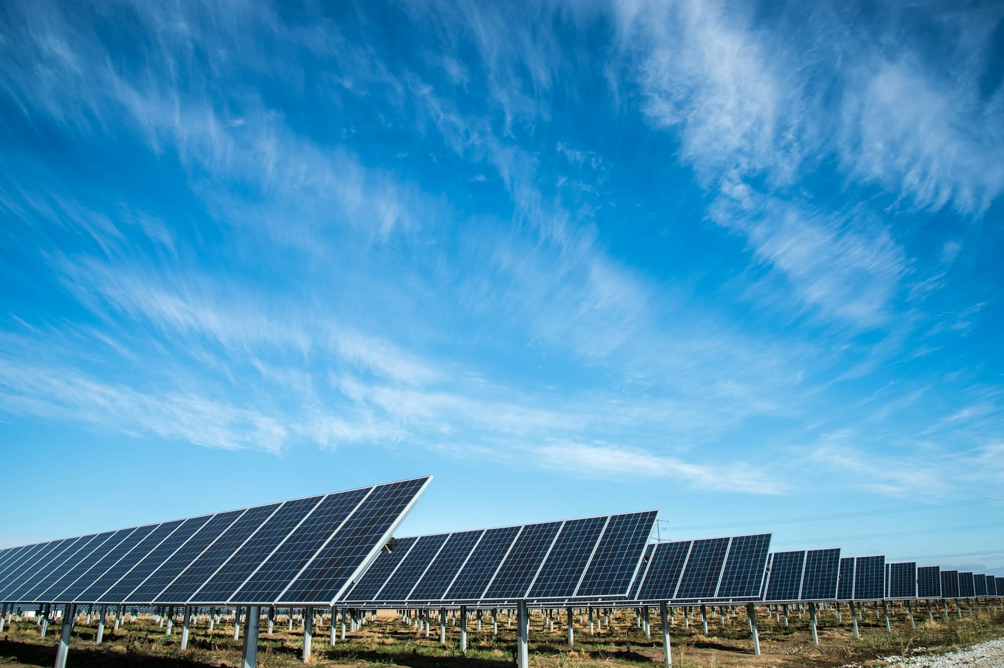 Solar panels catching sunlight outdoors